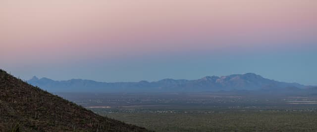 Dusk sky over Tucson desert mountain landscape